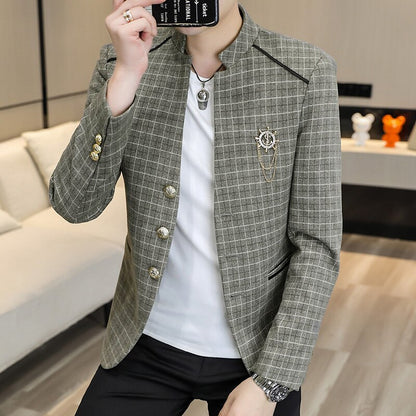 Blazers à col montant pour hommes, coupe couvertes, veste trempée décontractée.