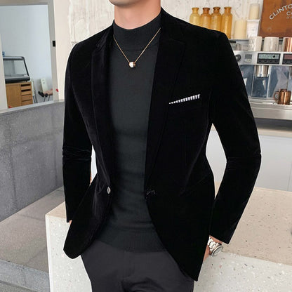 Blazer en velours monochrome pour hommes veste trempée.
