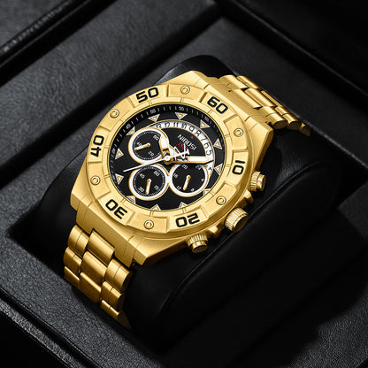 Montre à quartz en acier inoxydable pour hommes mode luxe.