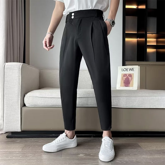 Pantalon court taille haute avec pendentif Harun pour homme, pantalon décontracté, pantalon imbibé, haute qualité, marque de mode, Naples, nouveau, 2023