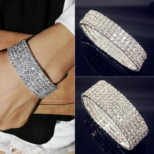 Bracelet de luxe en cristal zircon avec strass glacé.