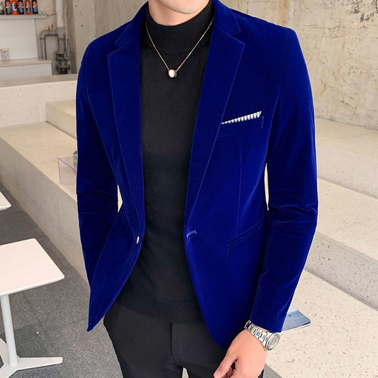 Blazer en velours monochrome pour hommes veste trempée.