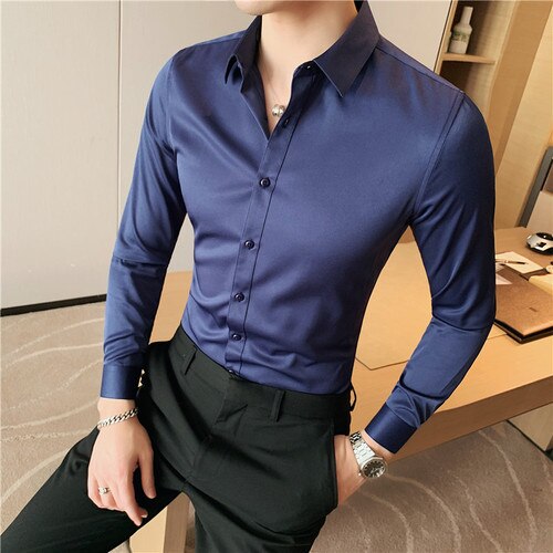 Chemise en coton pour hommes, chemise d'affaires décontractée.