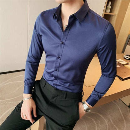 Chemise en coton pour hommes, chemise d'affaires décontractée.