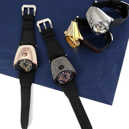 Montre homme luxe avec bracelet cuir Tendance.