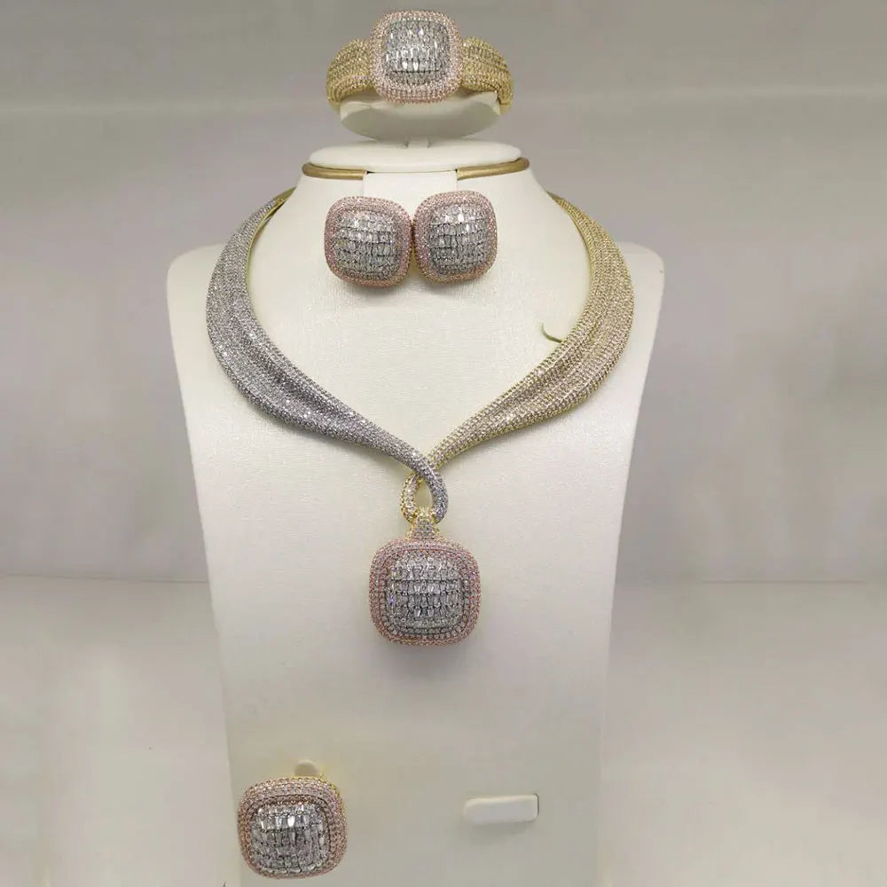 Ensemble de bijoux luxe en Zircon cubique tendance.