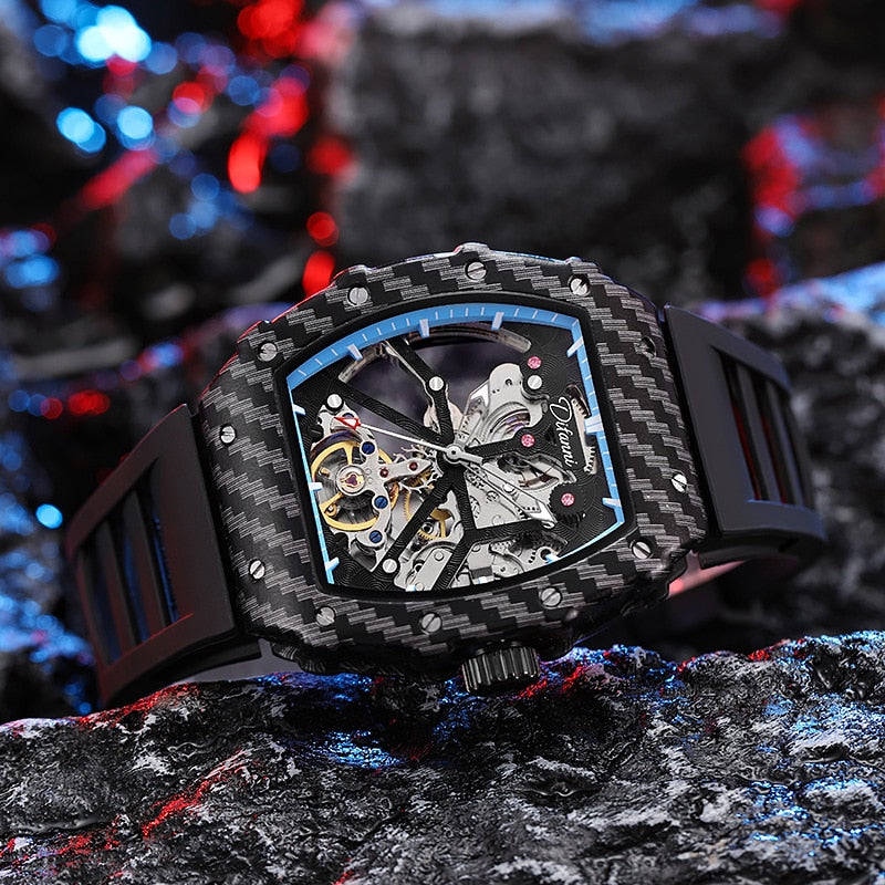 Montre squelette automatique mécanique pour hommes, Tourbillon squelette.