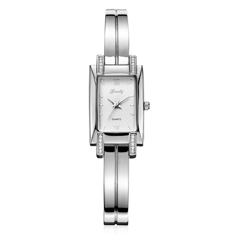 Montre en or pour femmes, marque de luxe, mode carré diamant étanche.