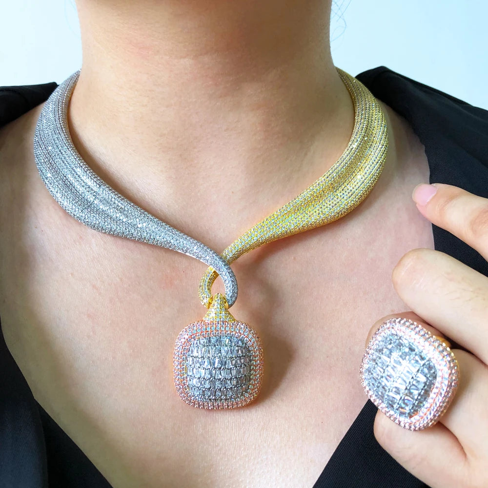 Ensemble de bijoux luxe en Zircon cubique tendance.