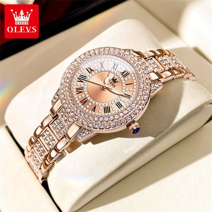 Montre luxe élégante en diamant pour femme.