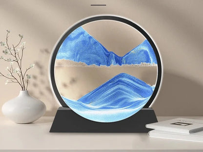 Lampe de table 3D en forme de sablier avec éclairage et sable mouvant.