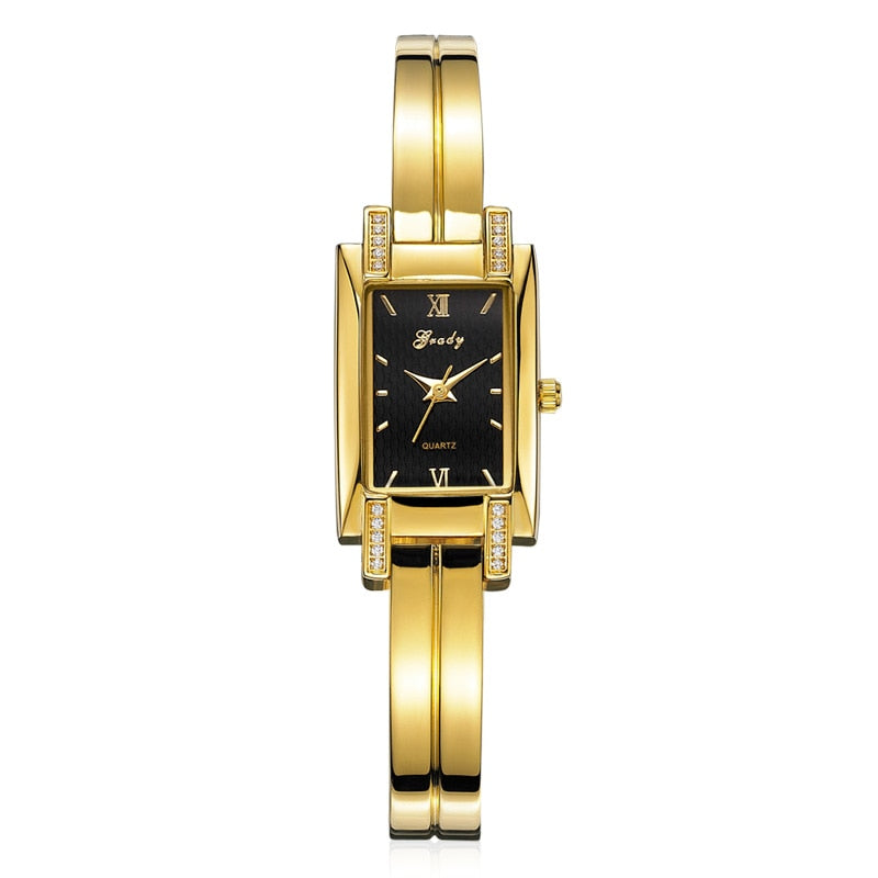 Montre en or pour femmes, marque de luxe, mode carré diamant étanche.