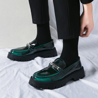 Chaussures en cuir noir pour hommes, chaussures en cuir décontractées.