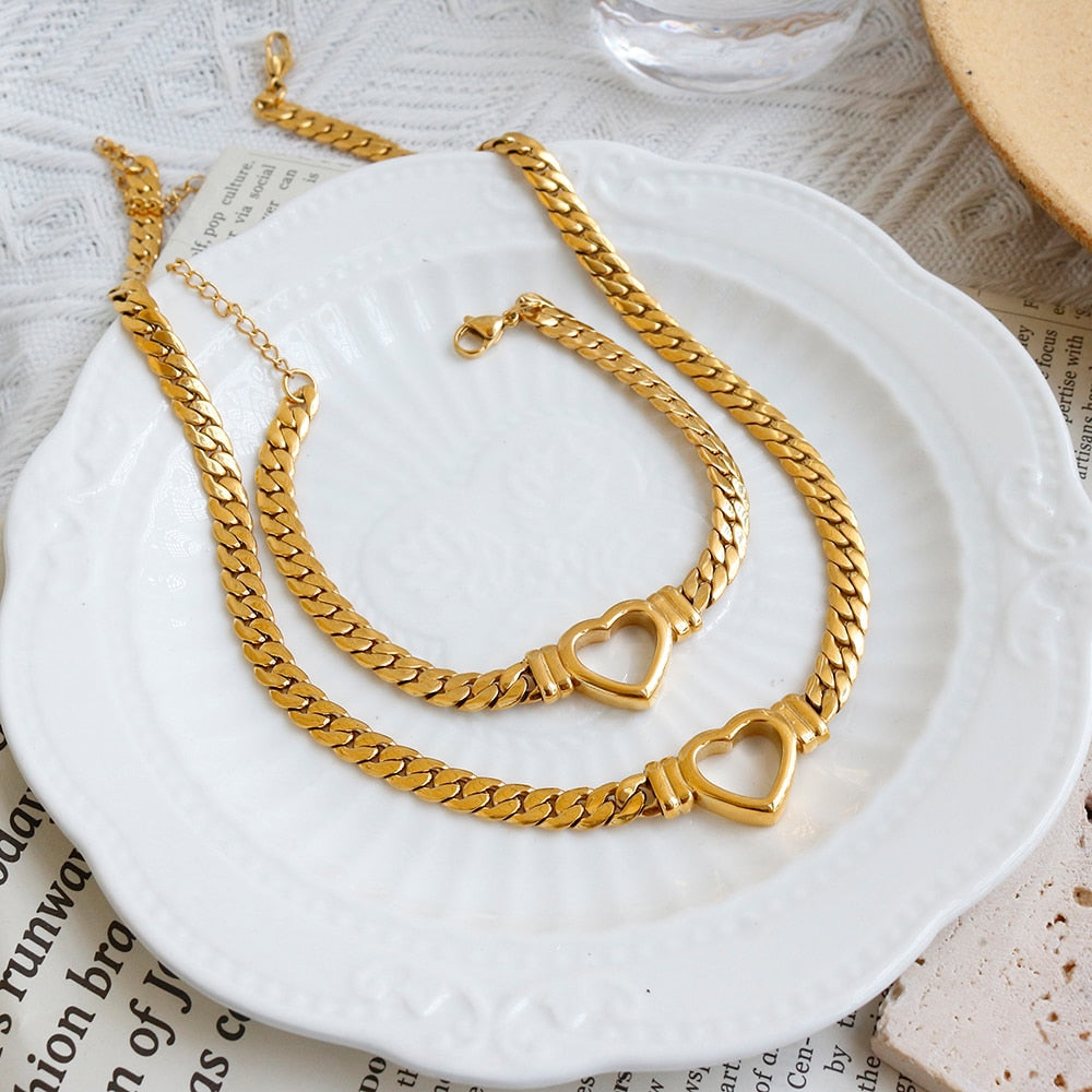 Ensemble de bijoux luxe plaqué or étanche.