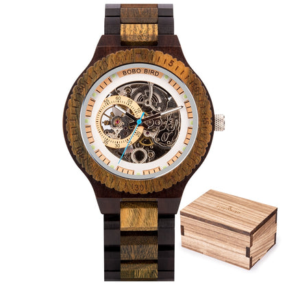 montre mécanique en bois pour hommes grande marque de luxe.