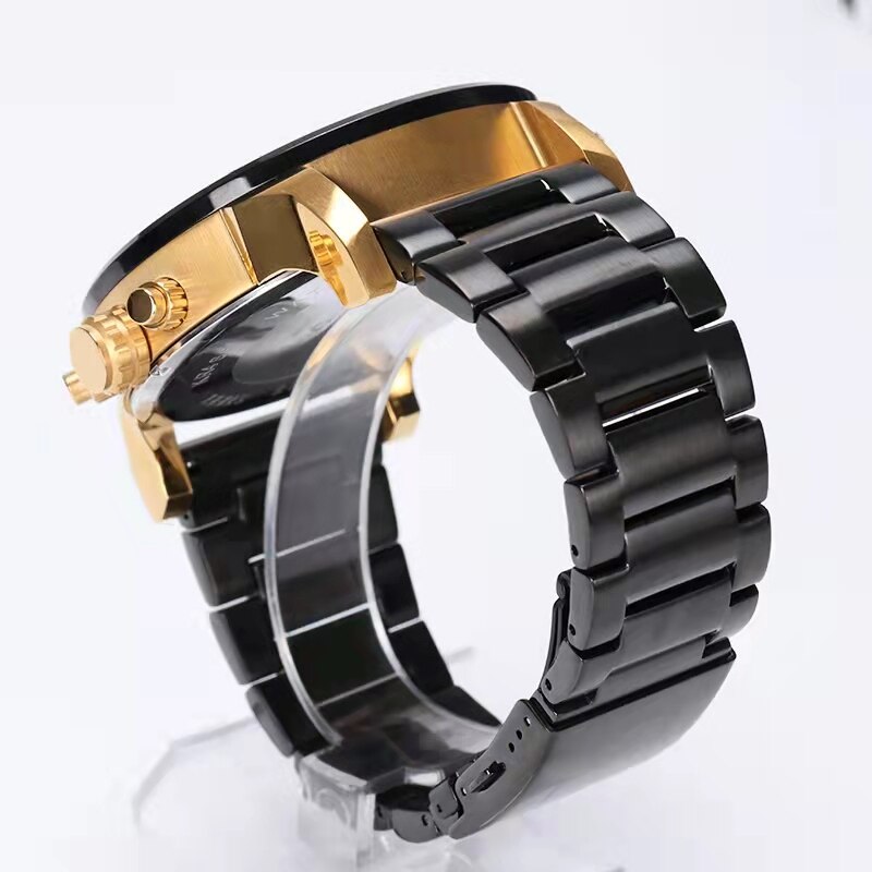 Montre luxe élégante pour hommes ronde bracelet en acier inoxydable.