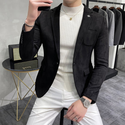 Blouson en cuir trempé pour homme, vêtement masculin, peau de daim, décontracté.