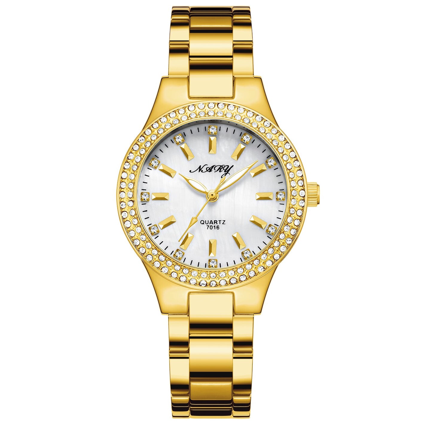 Montre élégante étanche pour femmes dorée décontractée.