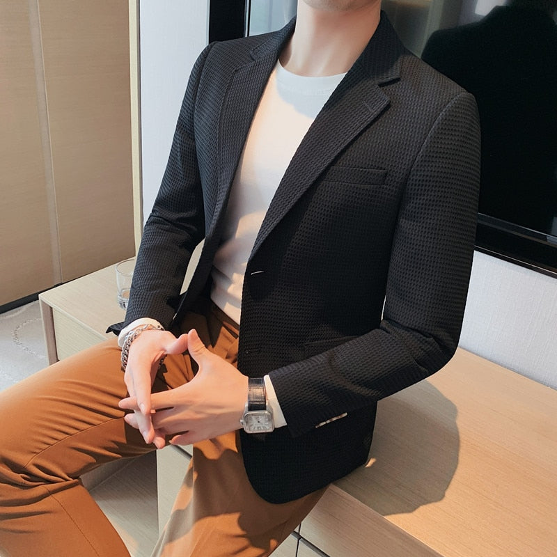 Vestes décontractées à simple boutonnage pour hommes, blazers respirante.