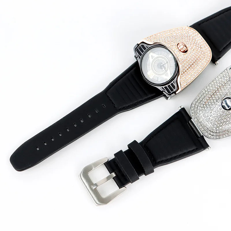 Montre homme luxe avec bracelet cuir Tendance.