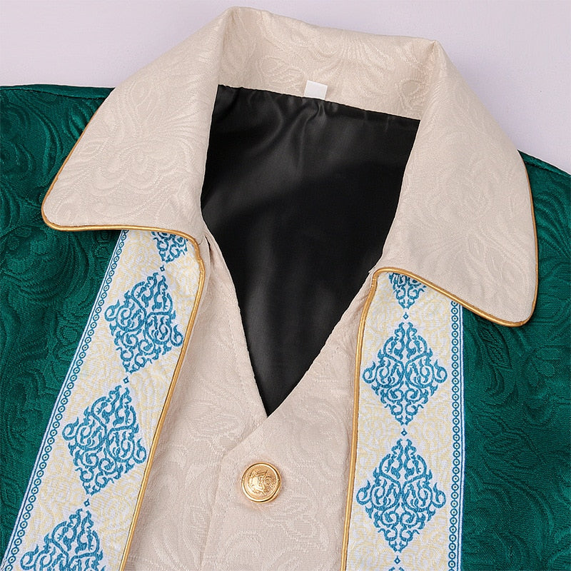 Veste de Nobleman Victorien Verte pour Hommes Cosplay Médiéval.