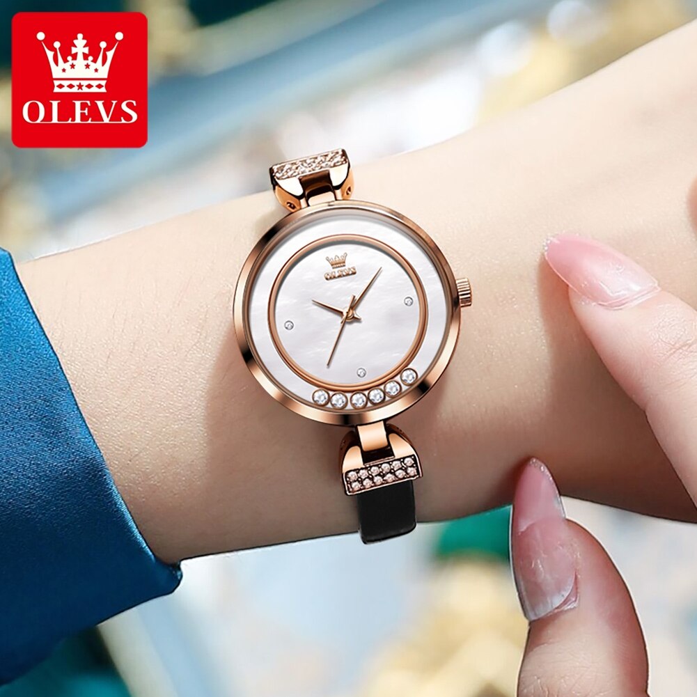 Montre étanche pour Femme bracelet en cuir Authentique.