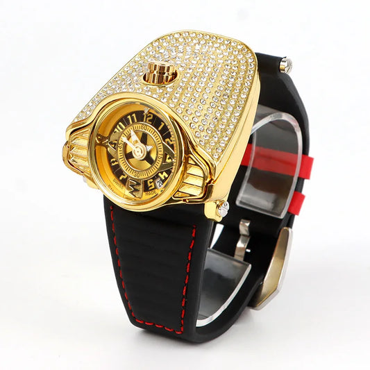 Montre homme luxe avec bracelet cuir Tendance.