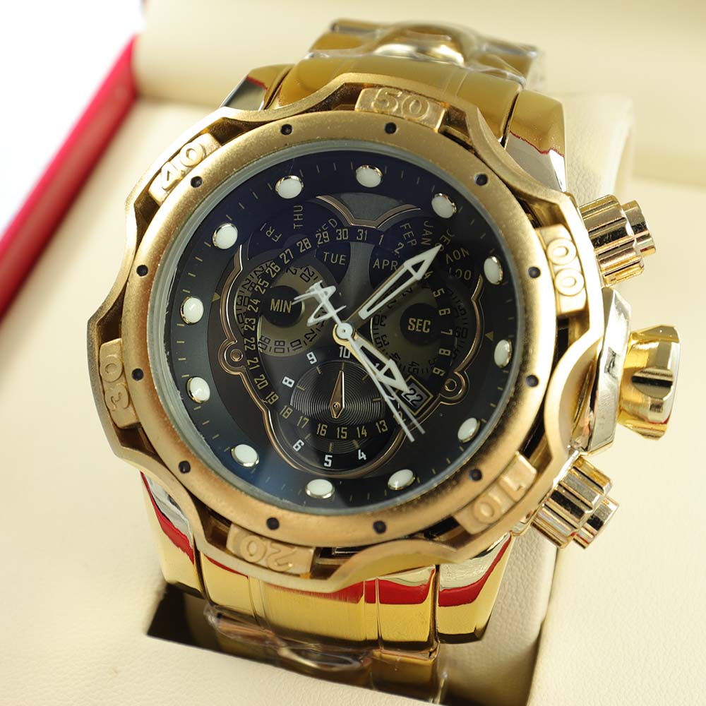 Montre de luxe en or 18 carats pour hommes étanche originale.