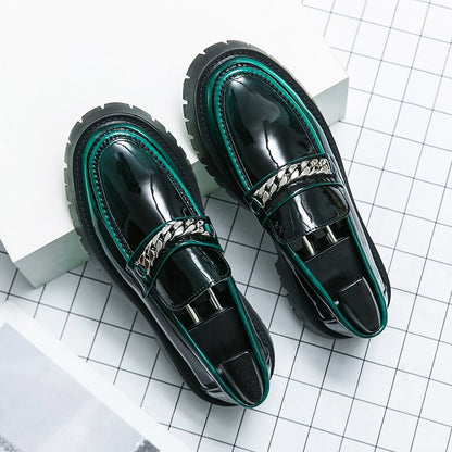 Chaussures en cuir noir pour hommes, chaussures en cuir décontractées.