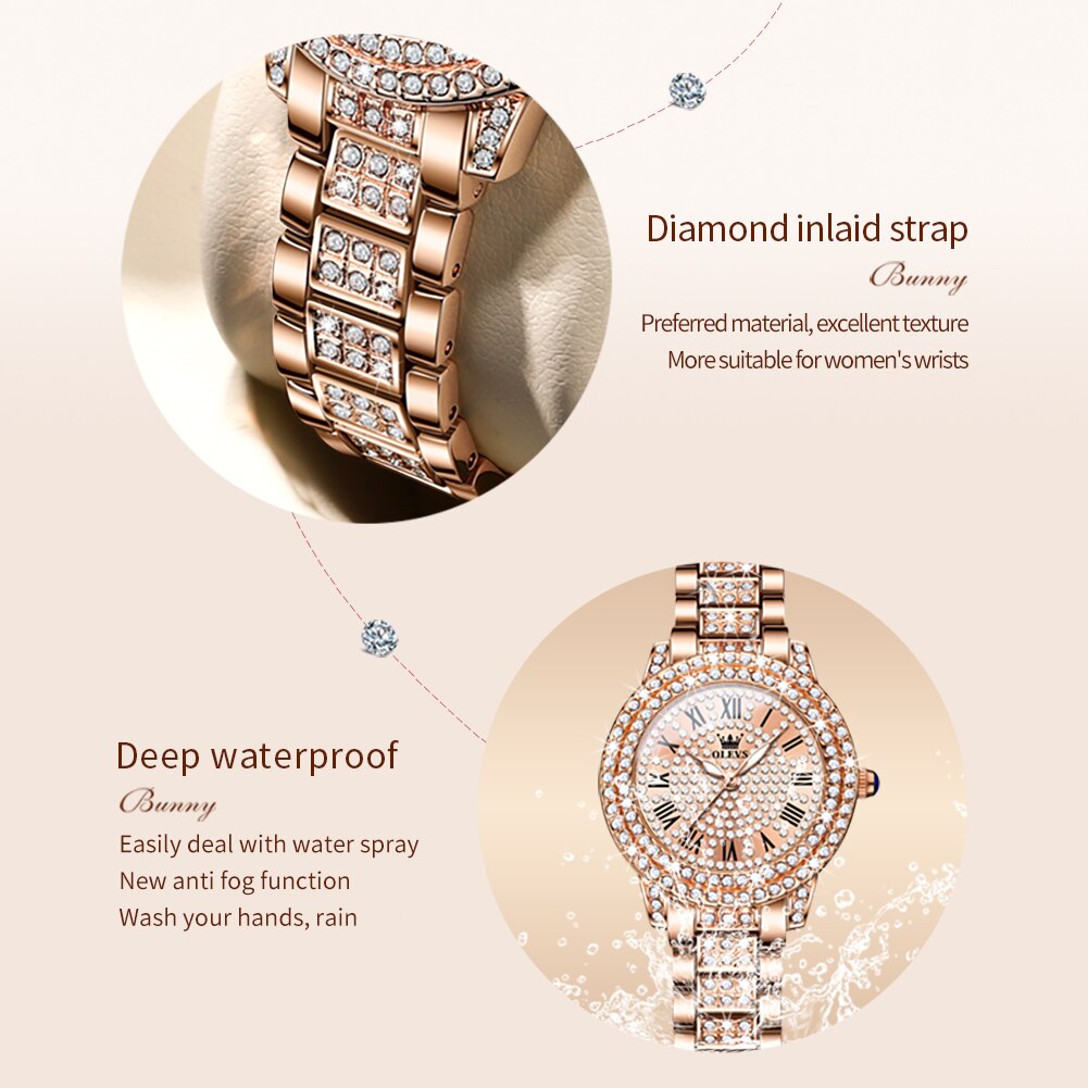 Montre luxe élégante en diamant pour femme.