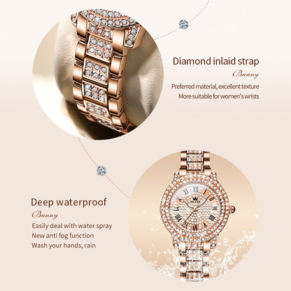 Montre luxe élégante en diamant pour femme.