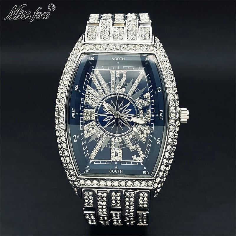 montre luxe élégante pour hommes accessoire de mode diamant glacé.