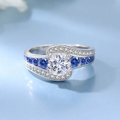 Bague en Moissanite pour Femmes excellente Coupe Argent Sterling 100%.