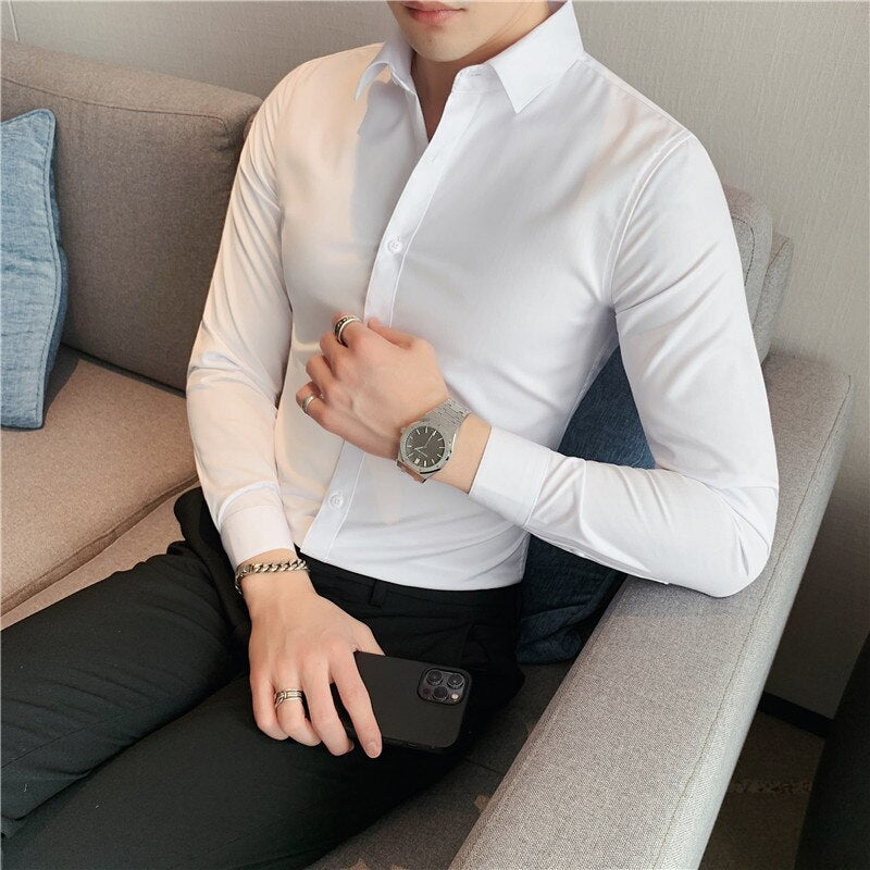 Chemise en coton pour hommes, chemise d'affaires décontractée.