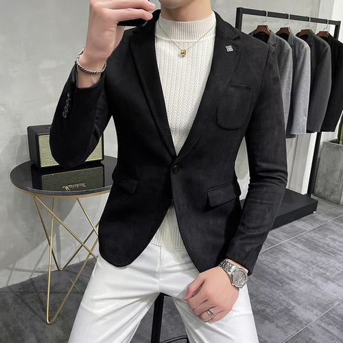 Blouson en cuir trempé pour homme, vêtement masculin, peau de daim, décontracté.
