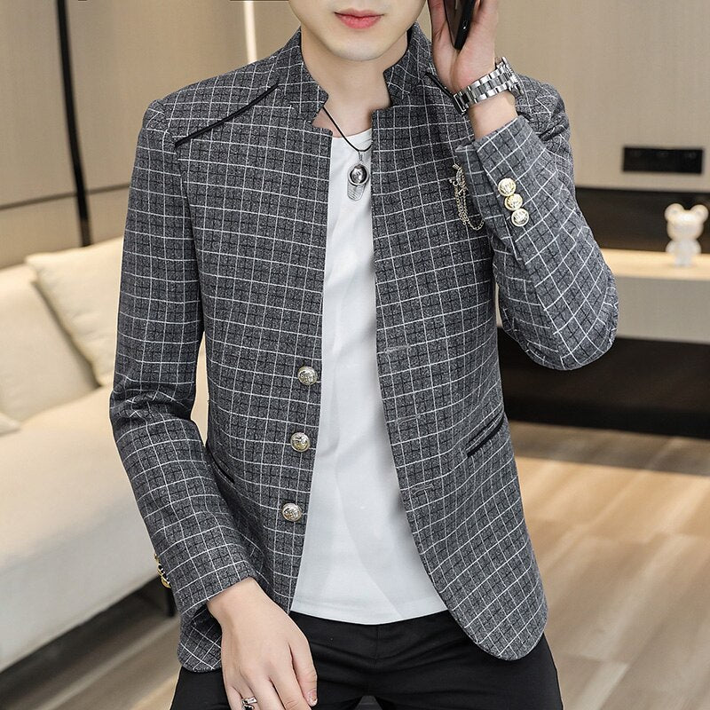 Blazers à col montant pour hommes, coupe couvertes, veste trempée décontractée.