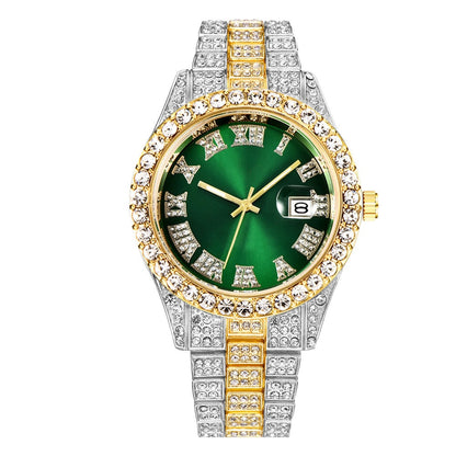 Montre luxe pour femmes glacé diamant autour montres à quartz.