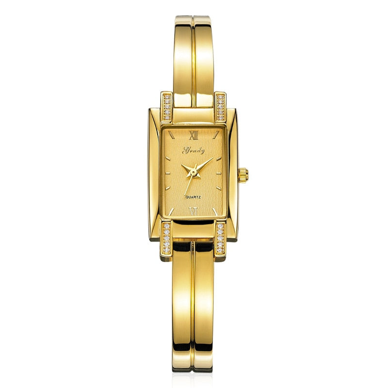 Montre en or pour femmes, marque de luxe, mode carré diamant étanche.