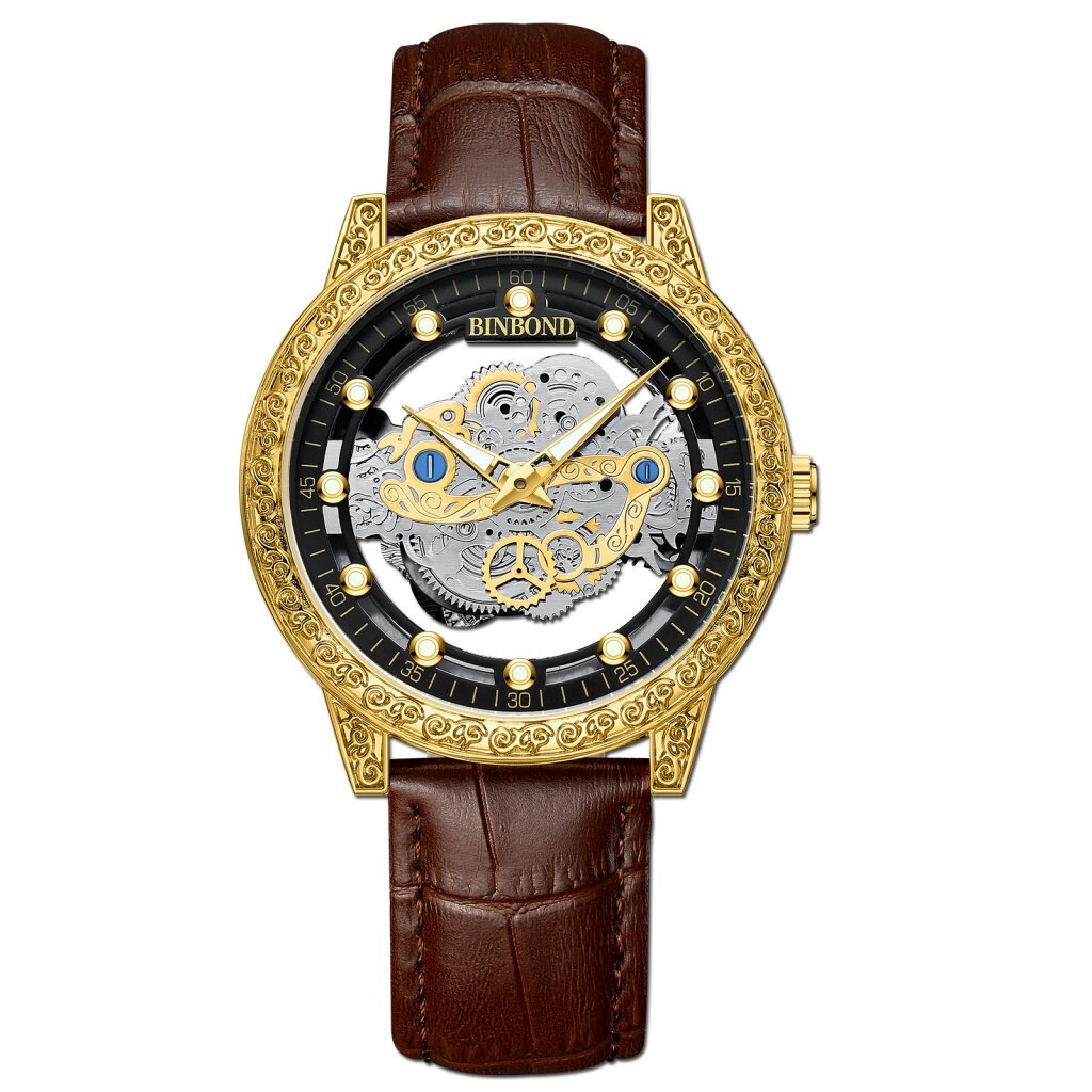 Montre pour hommes double creux étanche luxe mode originale.