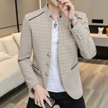 Blazers à col montant pour hommes, coupe couvertes, veste trempée décontractée.