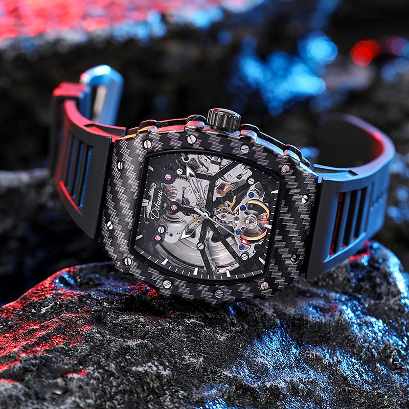Montre squelette automatique mécanique pour hommes, Tourbillon squelette.