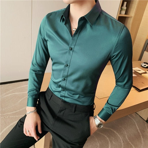 Chemise en coton pour hommes, chemise d'affaires décontractée.