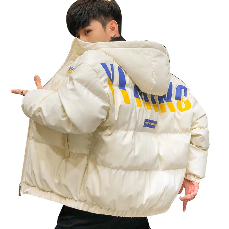 Veste homme rembourrée chaude à capuche épais.