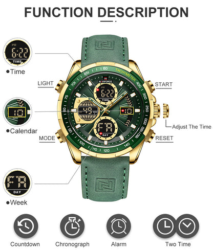 montre-bracelet en cuir pour homme, accessoire de Sport militaire, étanche, à Quartz, chronographe.