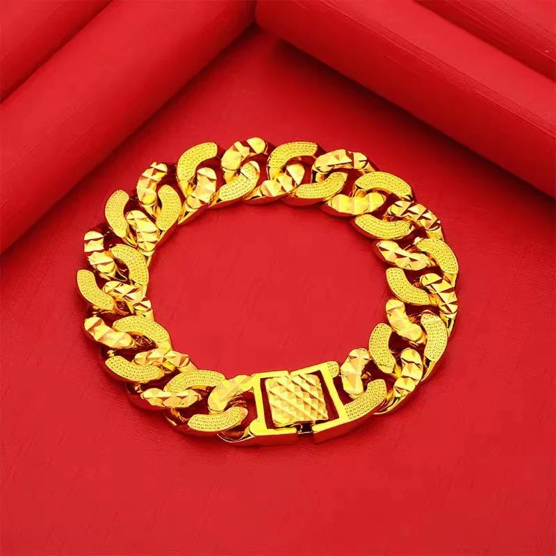 Bracelet homme or 24K luxure élégant.