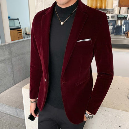 Blazer en velours monochrome pour hommes veste trempée.