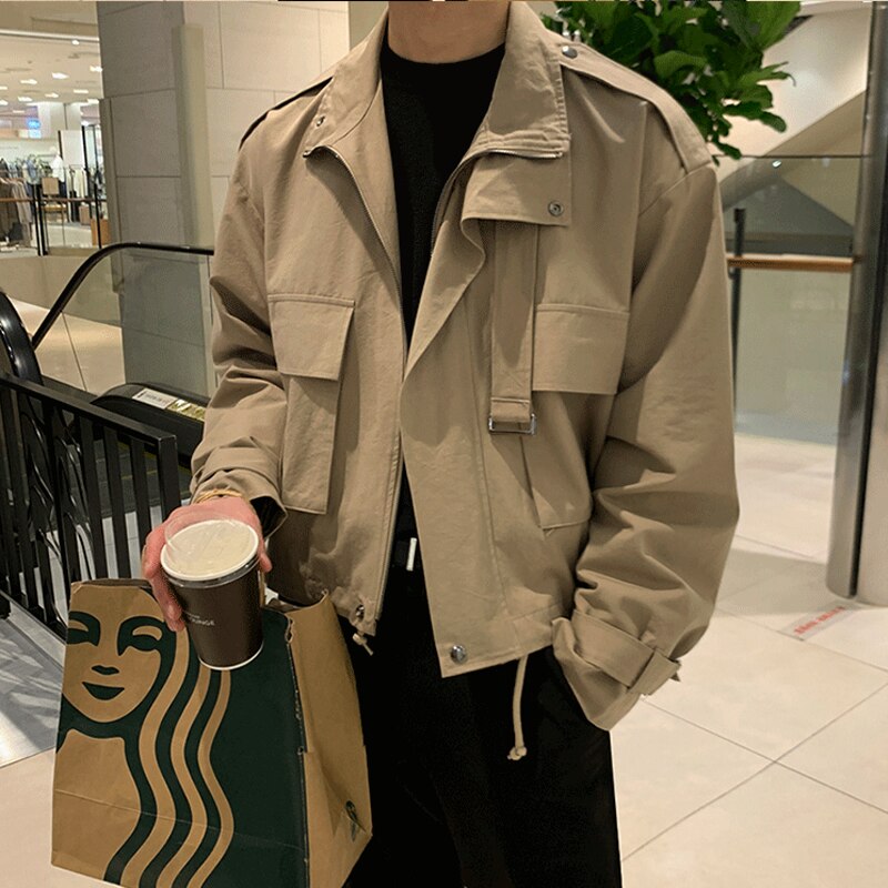 Veste d'outillage de style hommes, joli manteau rétro décontracté.