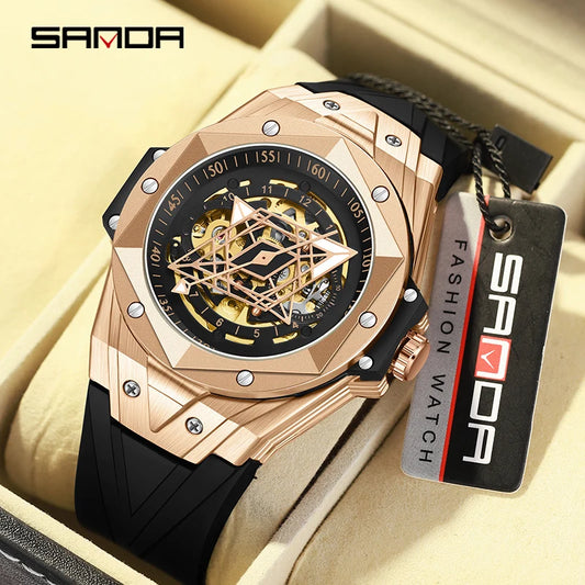 Montre mécanique auto luxe étanche pour homme.