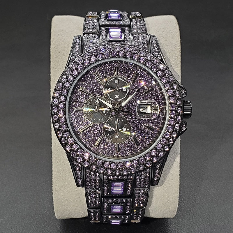 Montre de luxe en diamant vert pour hommes luxe unique.
