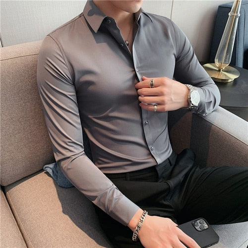 Chemise en coton pour hommes, chemise d'affaires décontractée.